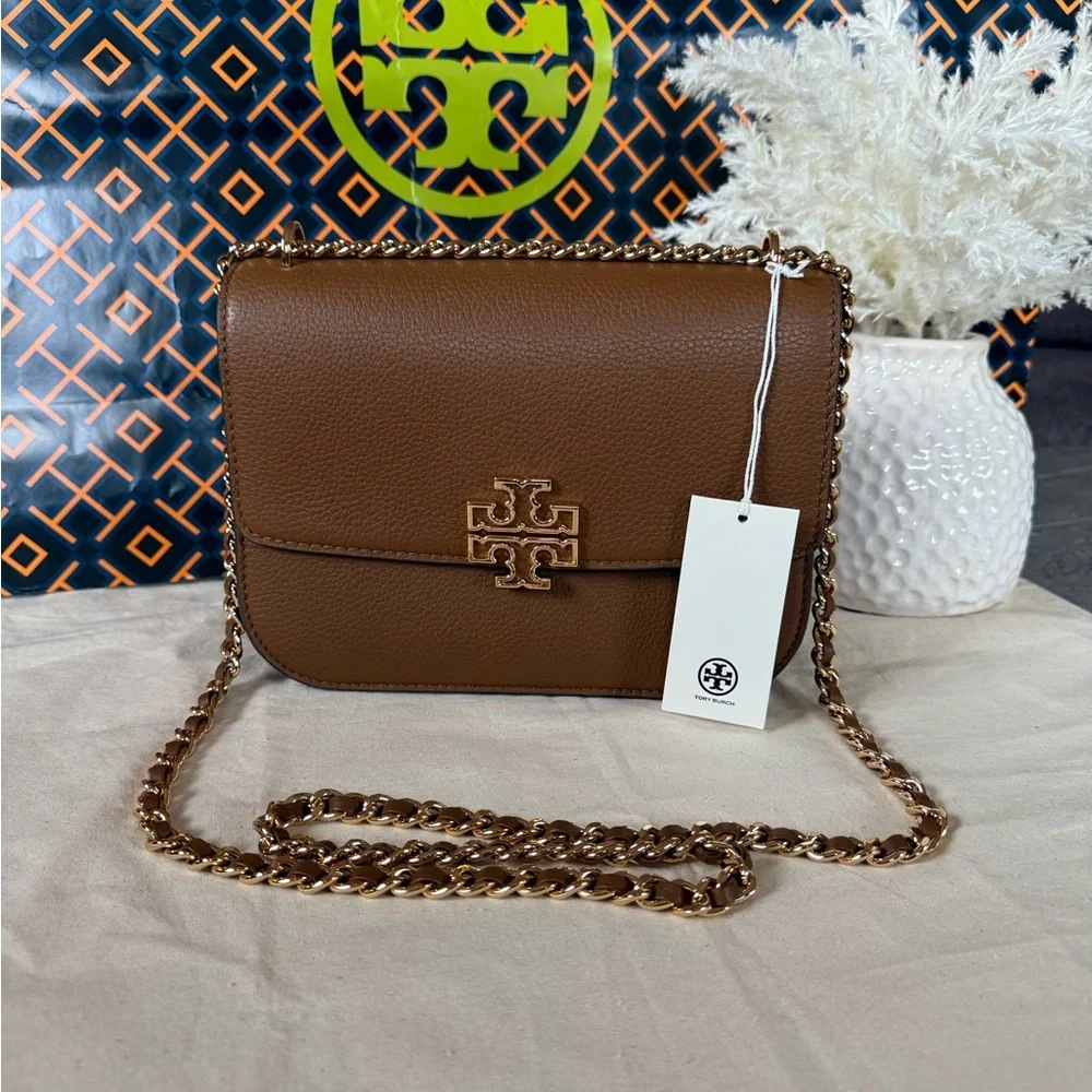 NWT Tory Burch Britten Small Adjustable Shoulder Bag 140987 Moose $575